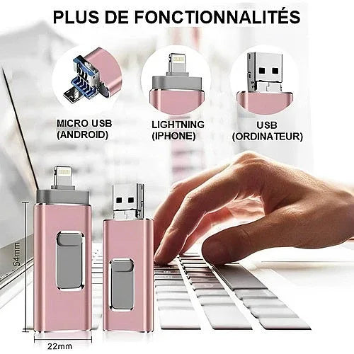 Clé USB 4-en-1 – iPhone, Android, iPad, PC - Holo Show