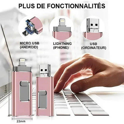 Clé USB 4-en-1 – iPhone, Android, iPad, PC - Holo Show