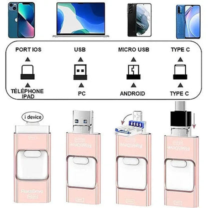 Clé USB 4-en-1 – iPhone, Android, iPad, PC - Holo Show